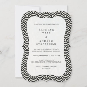 Simple Modern Black + White Pattern Wedding Invite