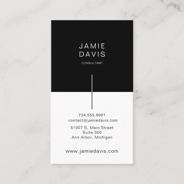 Simple Modern Black & White Professional  Business Card (Front)