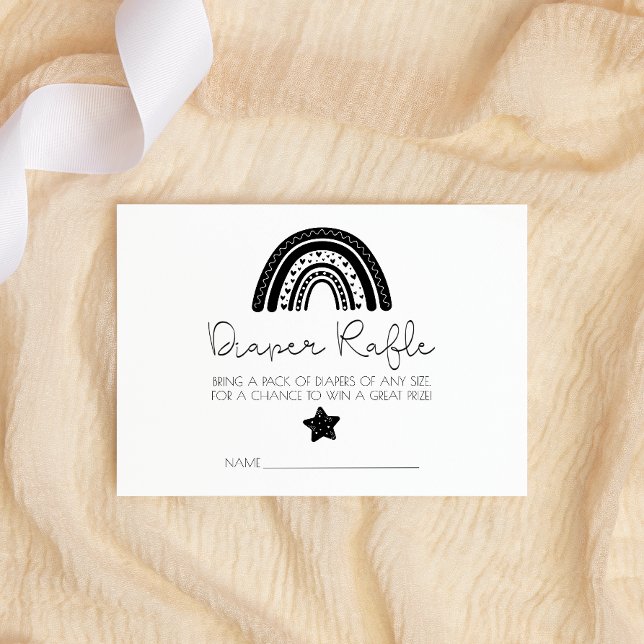 Simple Modern Black White Rainbow Diaper Raffle Enclosure Card (Creator Uploaded)