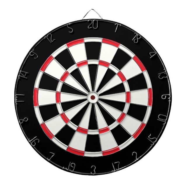 Simple Modern Black White Red Dartboard (Front)