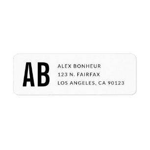 Simple Modern Black & White Return Address