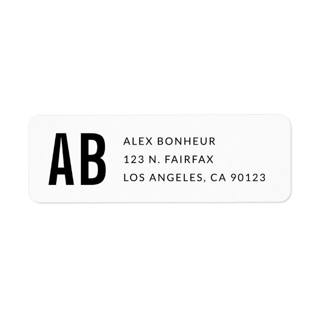 Simple Modern Black & White Return Address (Front)