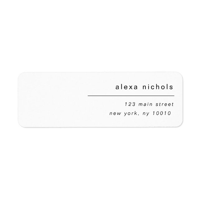 Simple Modern Black & White Return Address Label (Front)