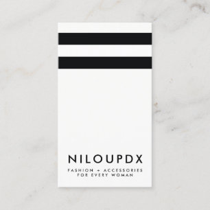 Simple Modern Black White Striped Business Card