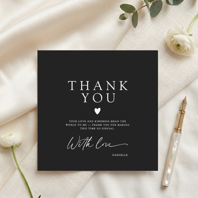 Simple Modern Black White Thank You Card (Creator Uploaded)