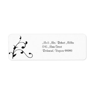 Simple Modern Black White Vine Labels