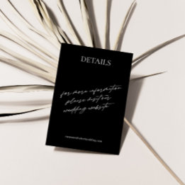 Simple Modern Black & White Wedding Details Enclosure Card
