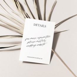 Simple Modern Black & White Wedding Details Enclosure Card