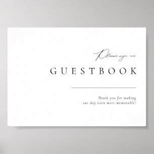 Simple Modern Black & White Wedding Guestbook Sign