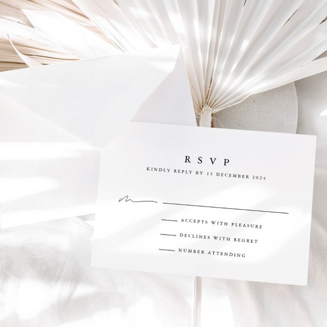 Simple Modern Black & White Wedding RSVP Card  (Creator Uploaded)