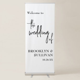Simple, Modern Black & White Wedding Welcome Retractable Banner