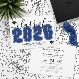 Simple Modern Blue Graduation Party Invitation