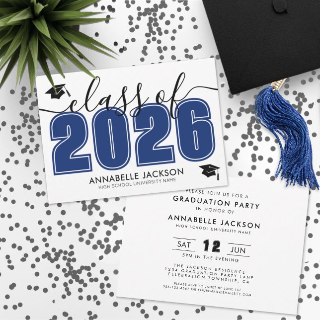 Simple Modern Blue Graduation Party Invitation (Simple Modern Blue Graduation Party Invitation)