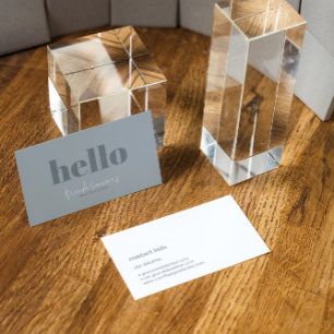 Simple Modern Blue Grey and White Reversible Business Card