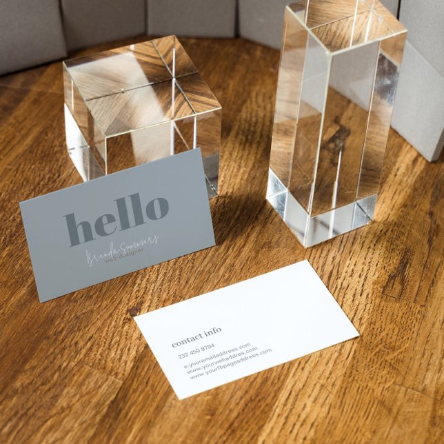 Simple Modern Blue Grey and White Reversible  Business Card (Creator Uploaded)