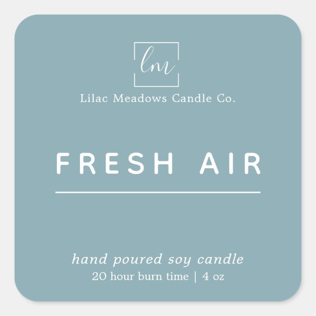 Simple Modern Blue Logo Candle Square Sticke Square Sticker (Front)