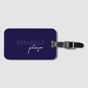 Simple Modern Blue Minimalist Personalised Luggage Tag
