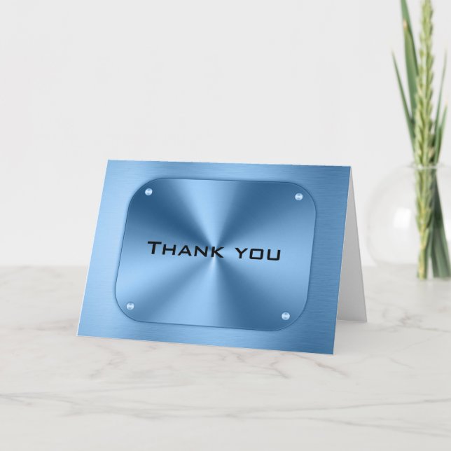 Simple modern blue minimalist  thank you card (Front)