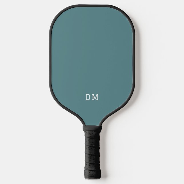 Simple Modern Blue Monogram Initials Pickleball Paddle (Front)