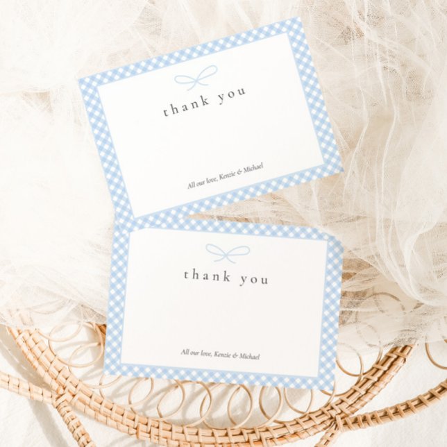 Simple Modern Blue Plaid Bow  Thank You Card (Creator Uploaded)