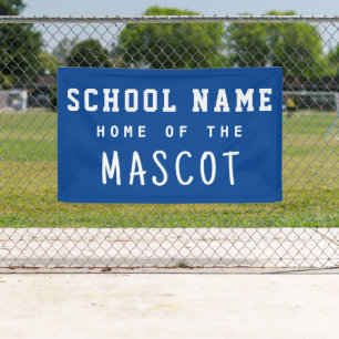 Simple Modern Blue School Name Home of the Mascot Banner