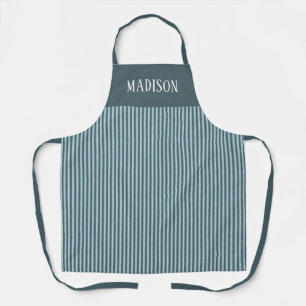 Simple Modern Blue Striped Pattern Personalised Apron