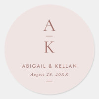Simple Modern Blush Brown Monogram Wedding