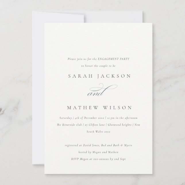 Simple Modern Blush Paisley Typography Engagement  Invitation (Front)