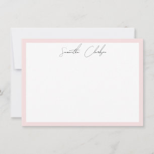 Simple Modern Blush Pink Border Handwritten Script Card