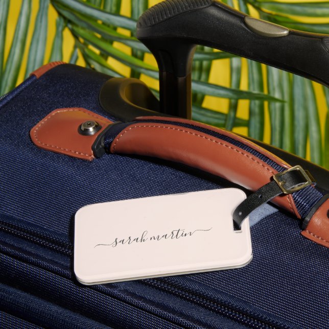 Simple Modern Blush Pink Elegant Luggage Tag (Front Insitu 3)