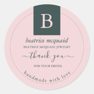 Simple Modern Blush Pink Homemade with Love Classic Round Sticker
