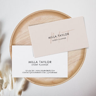 Simple Modern Blush Pink Monogram Feminine Logo Business Card