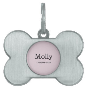 Simple Modern Blush Pink Pet Name Number Pet ID Tag