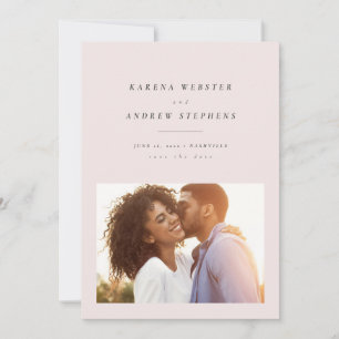 Simple modern blush pink photo save the date
