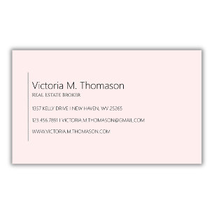 Simple Modern Blush Pink Real Estate Professional  Business Card