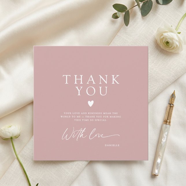 Simple Modern Blush Pink Thank You Card (Creator Uploaded)