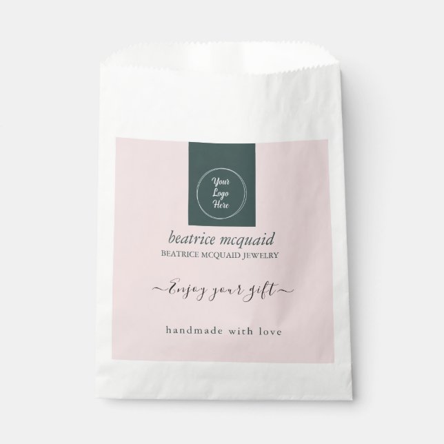 Simple Modern Blush Pink Your Logo Gift Bag (Front)