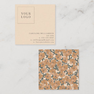 Simple Modern Boho Floral Logo Feminine Square Business Card