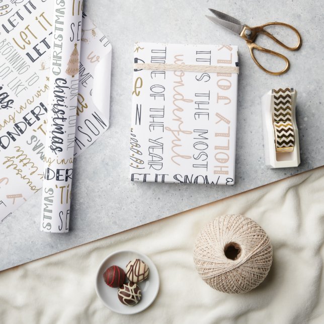 Simple Modern Boho Minimalist Christmas Sayings Wrapping Paper (Crafts)