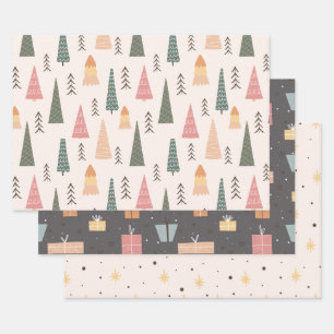 Simple Modern Boho Minimalist Christmas  Wrapping Paper Sheet
