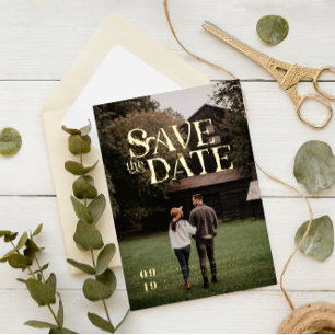 Simple Modern Boho Photo Save the Date