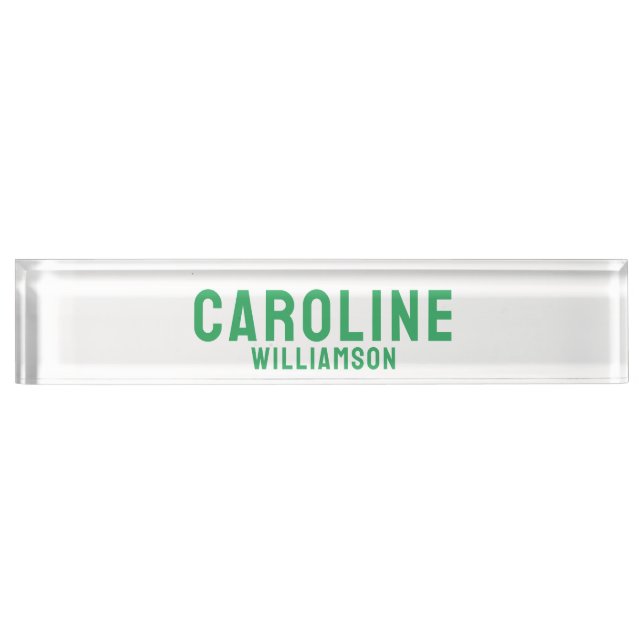 Simple Modern bold fun retro bright green Nameplate (Front)