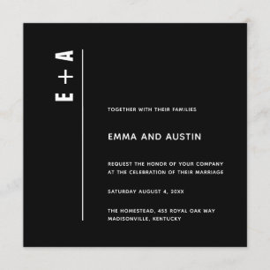 Simple Modern Bold Minimalist Initials Wedding Invitation