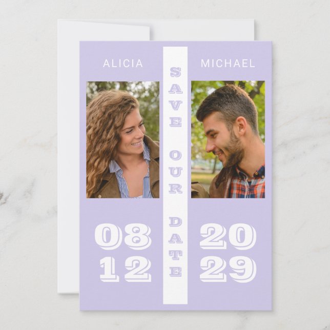 Simple modern bold typography photo wedding save the date (Front)