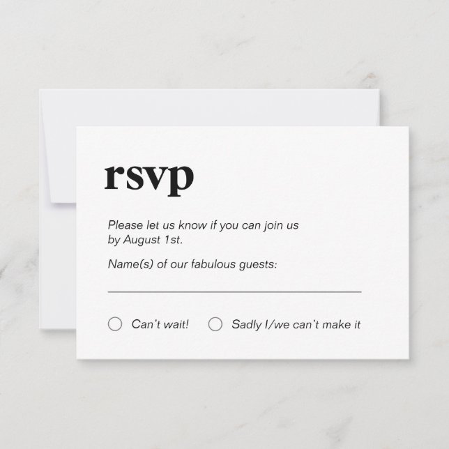 Simple modern bold typography  RSVP card (Front)