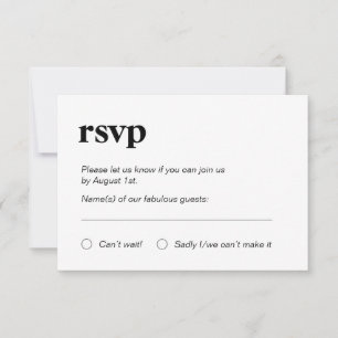 Simple modern bold typography RSVP card