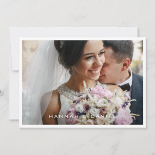 Simple Modern Border Photo Wedding Thank You Card