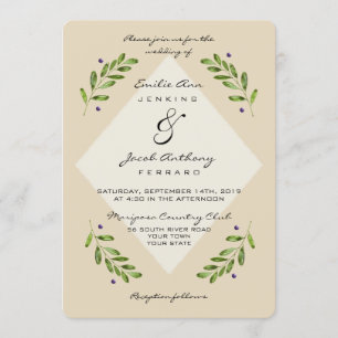 Simple Modern Botanical Casual Wedding Invitation