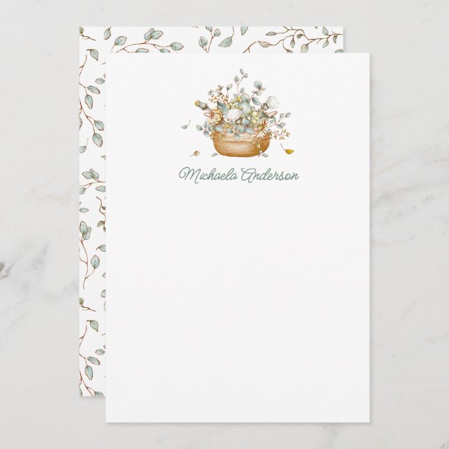 Simple Modern Botanical Flowers & Leaves Elegant Card (Front/Back)