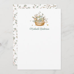 Simple Modern Botanical Flowers & Leaves Elegant Card